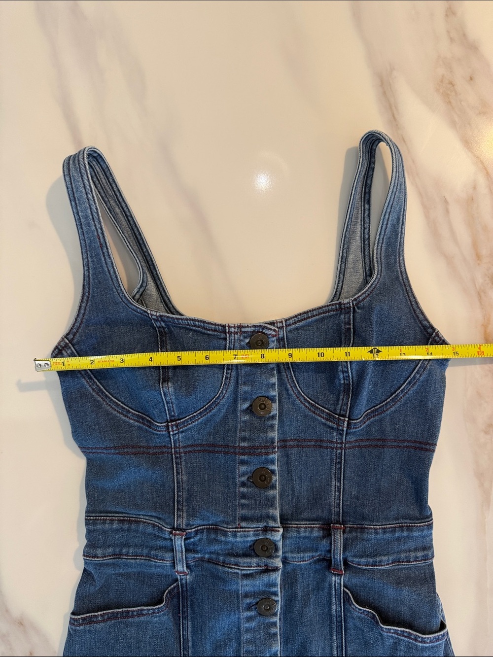 3x1 Denim Shannon Dress Button-Front Jeans Mini Dress Medium Kyla Blue Wash - Picture 8 of 16